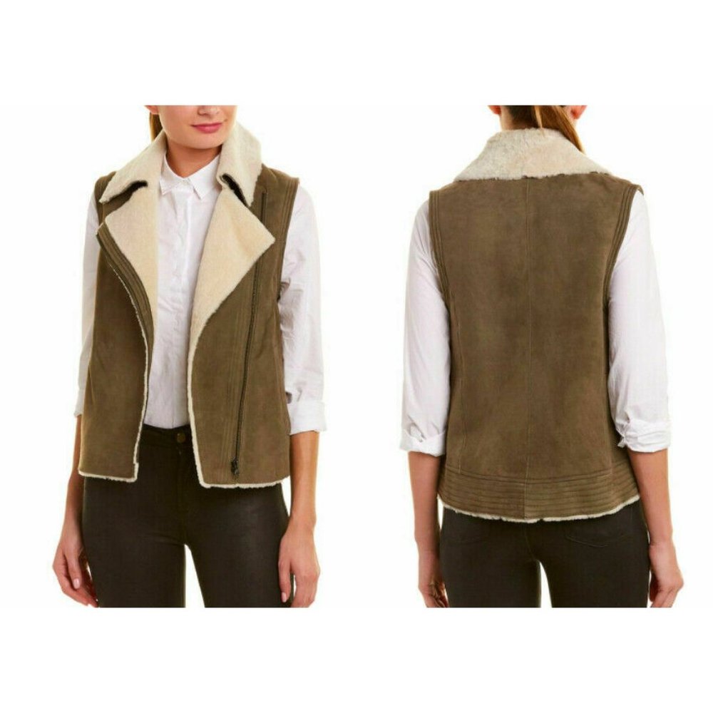 NEW vince asymmetrical shearling vest size XS